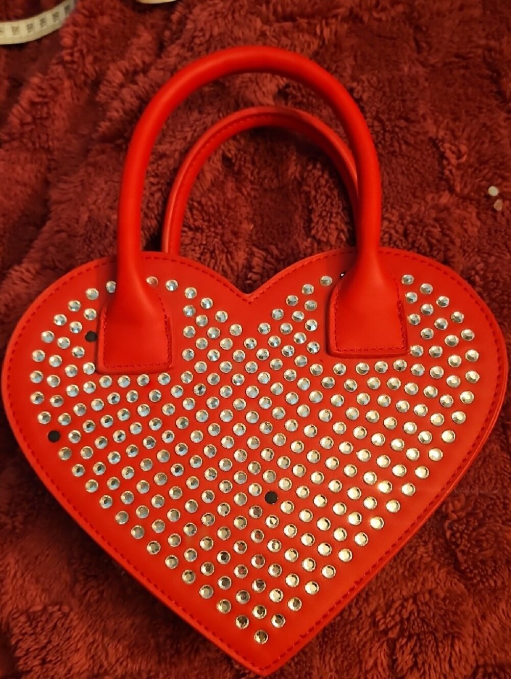 Betsey Johnson Red Heart Mini Studded Handbag
